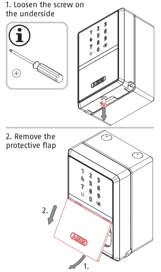 ABUS 787 797 Smart-BT Wall Mounting KeyGarage Instruction Manual - Insert or change batteries