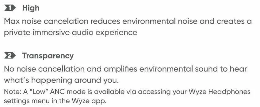 Wyze Labs WNCH1 Bluetooth Wyze Headphones User Manual - ANC