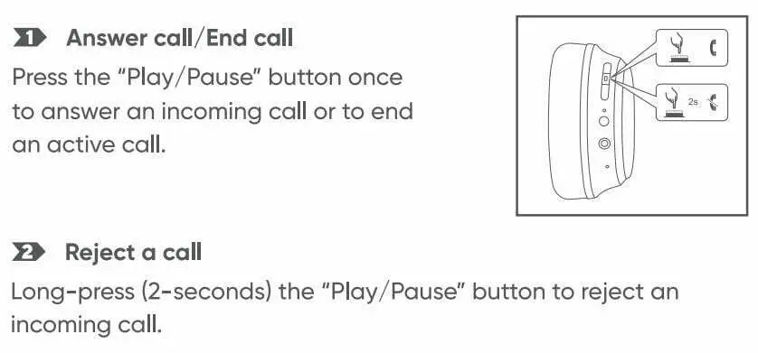 Wyze Labs WNCH1 Bluetooth Wyze Headphones User Manual - Call Control