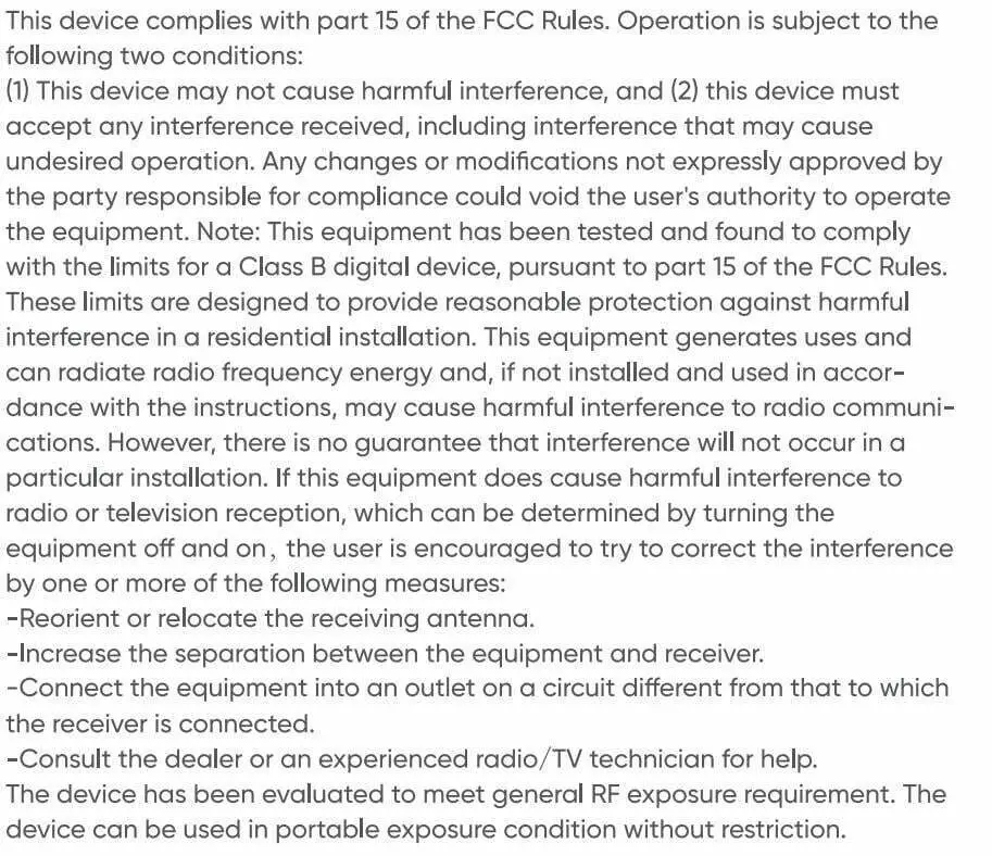 Wyze Labs WNCH1 Bluetooth Wyze Headphones User Manual - FCC Warning