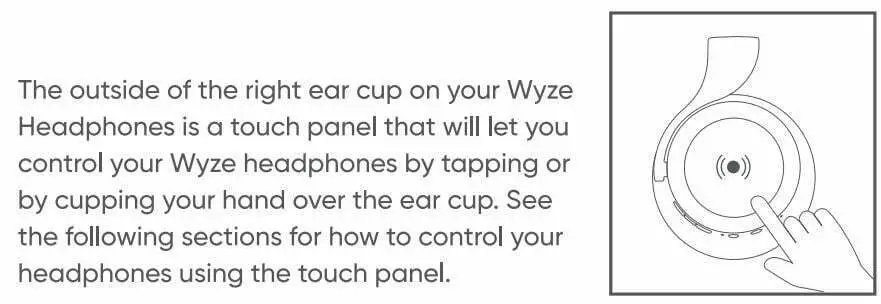 Wyze Labs WNCH1 Bluetooth Wyze Headphones User Manual - Touch Controls