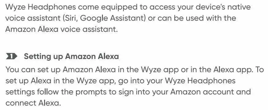 Wyze Labs WNCH1 Bluetooth Wyze Headphones User Manual - Voice Assistant