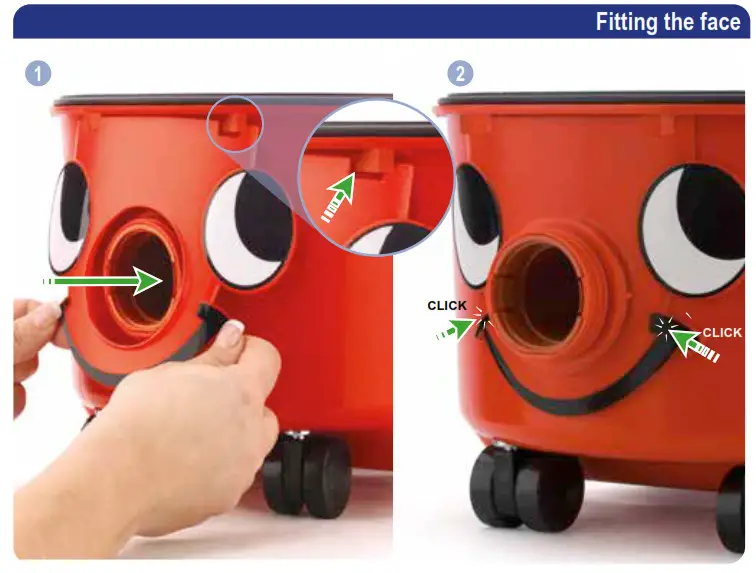 Numatic Henry Vacuum Cleaner fetting the face