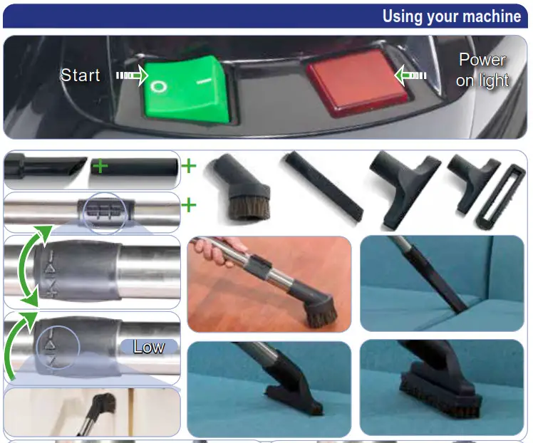 Numatic Henry Vacuum Cleaner power on