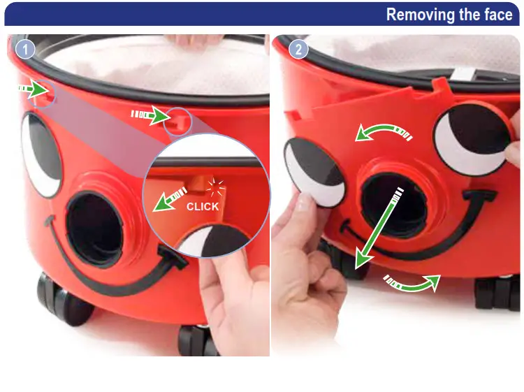 Numatic Henry Vacuum Cleaner removing the face