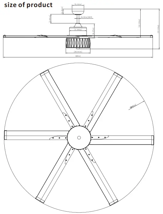 Parrot Uncle F8232110V 65 Inch Indoor Brushed Nickel Integrated LED Lighted Crystal Ceiling Fan - fig26
