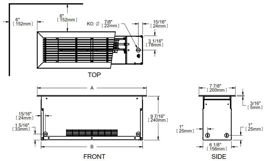 STELPRO FI Series Floor Insert Heater - TECHNICAL DRAWINGS