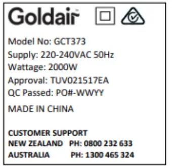 Goldair GCT373 2000W Ceramic Tower Heater - figure 2