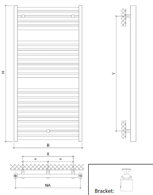 Assembly diagSCREWFIX 3901BTU Ximax Oceanus Designer Radiator - figram: