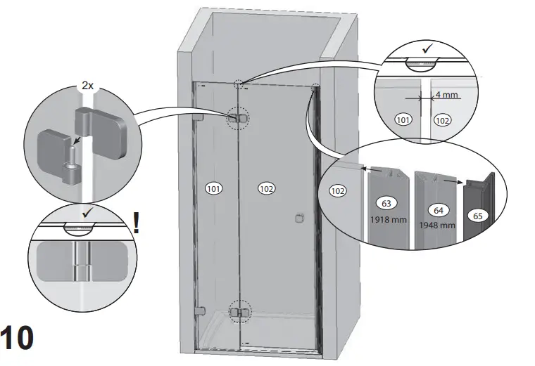 RAVAK BSD2 B Set 80,90,100 L R Shower Door 11