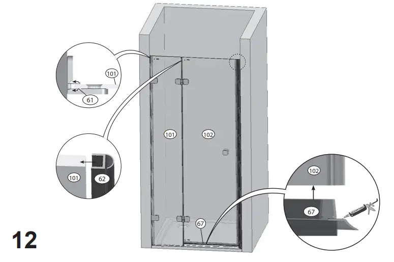 RAVAK BSD2 B Set 80,90,100 L R Shower Door 13