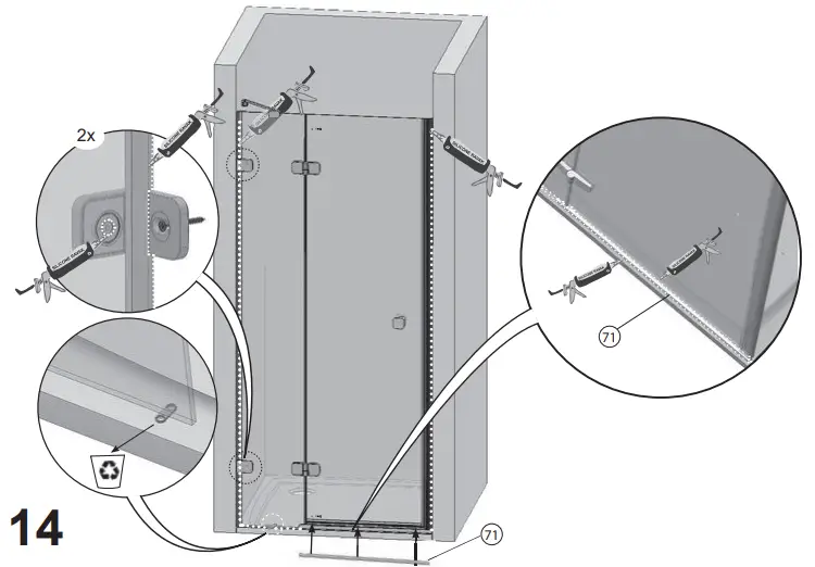 RAVAK BSD2 B Set 80,90,100 L R Shower Door 15