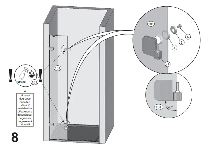 RAVAK BSD2 B Set 80,90,100 L R Shower Door 9