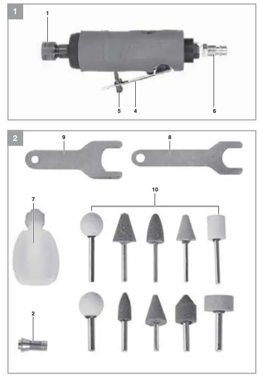 Einhell TC-PP 220 Pneumatic Straight Grinder - Figure 1