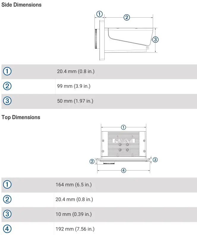 FUSION Apollo RA770 - Stereo Dimension Drawings