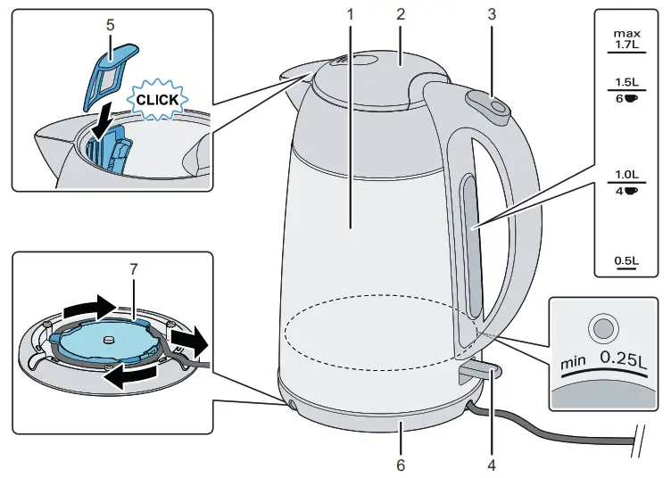 BOSCH TWK3P Series Cordless Electric Kettle
