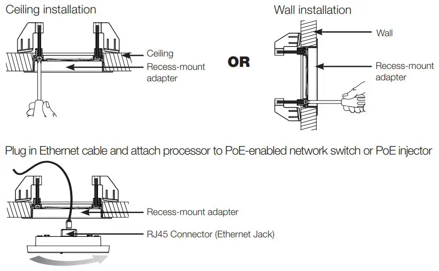 HOMEWORKS HQP7-RF-2 Wireless Processor Instruction Manual - Installation using the Recess-Mount Adapter 1