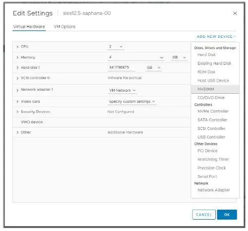 intel Optane Persistent Memory and SAP HANA Platform Configuration on VMware ESXi-8
