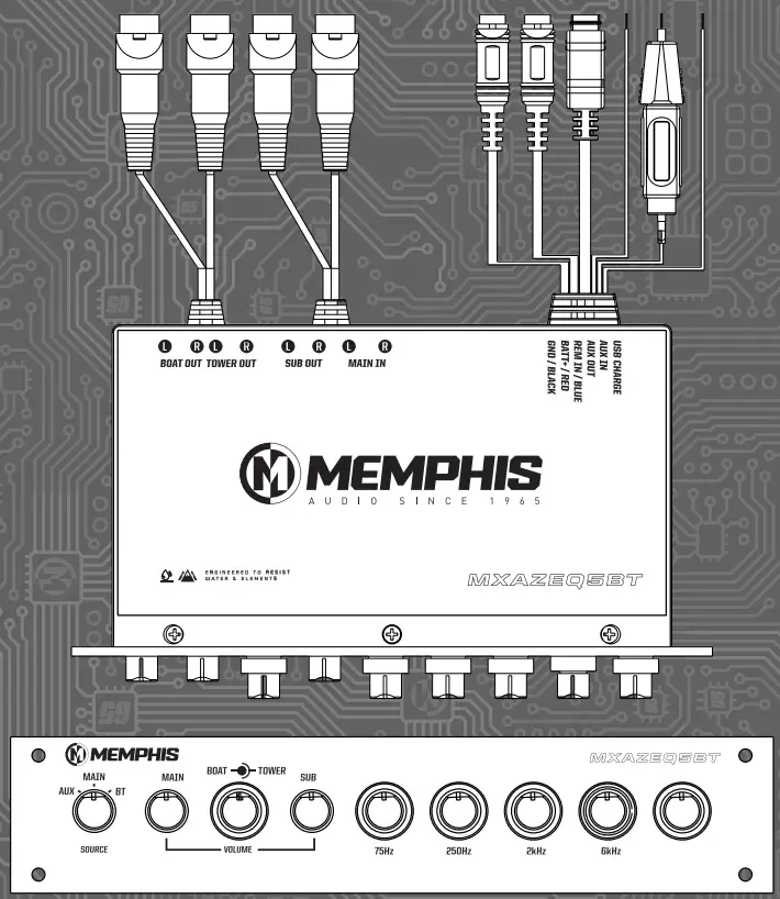 MEMPHIS AUDIO MXAZEQ5BT Dual Zone 5 Band Marine Equalizer