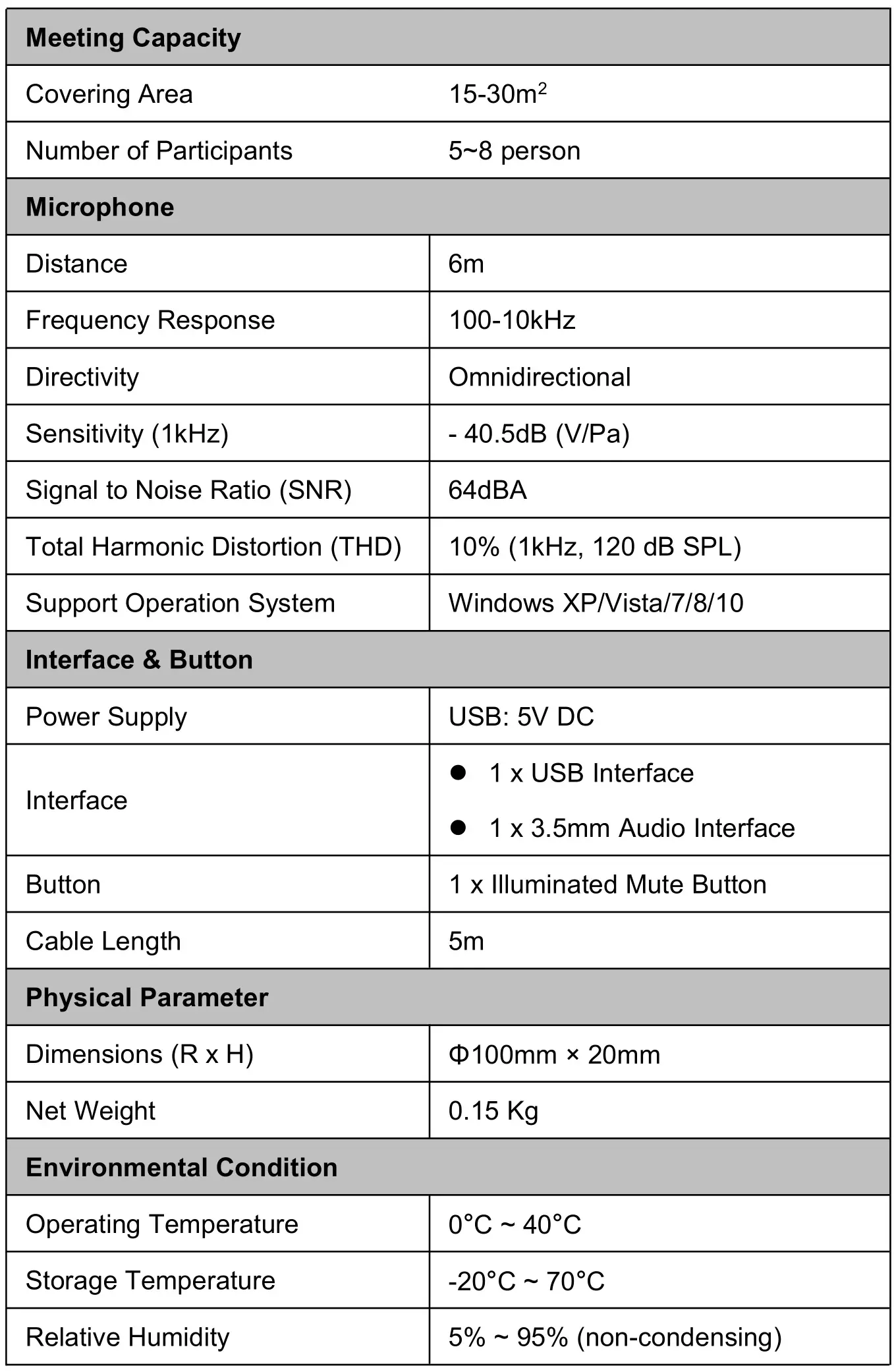 laia B and H Mic Desktop Microphone - Specifications