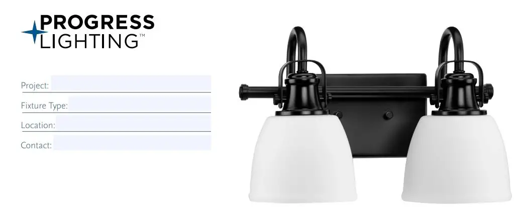 PROGRESS LIGHTING P300427-31M Preston 7.37-in 2-Light Matte Black LED Farmhouse Vanity Light Instructions