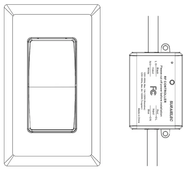 SURAIELEC URKW11A 3 Way Wireless Light Switch and Receiver Kit - Cover