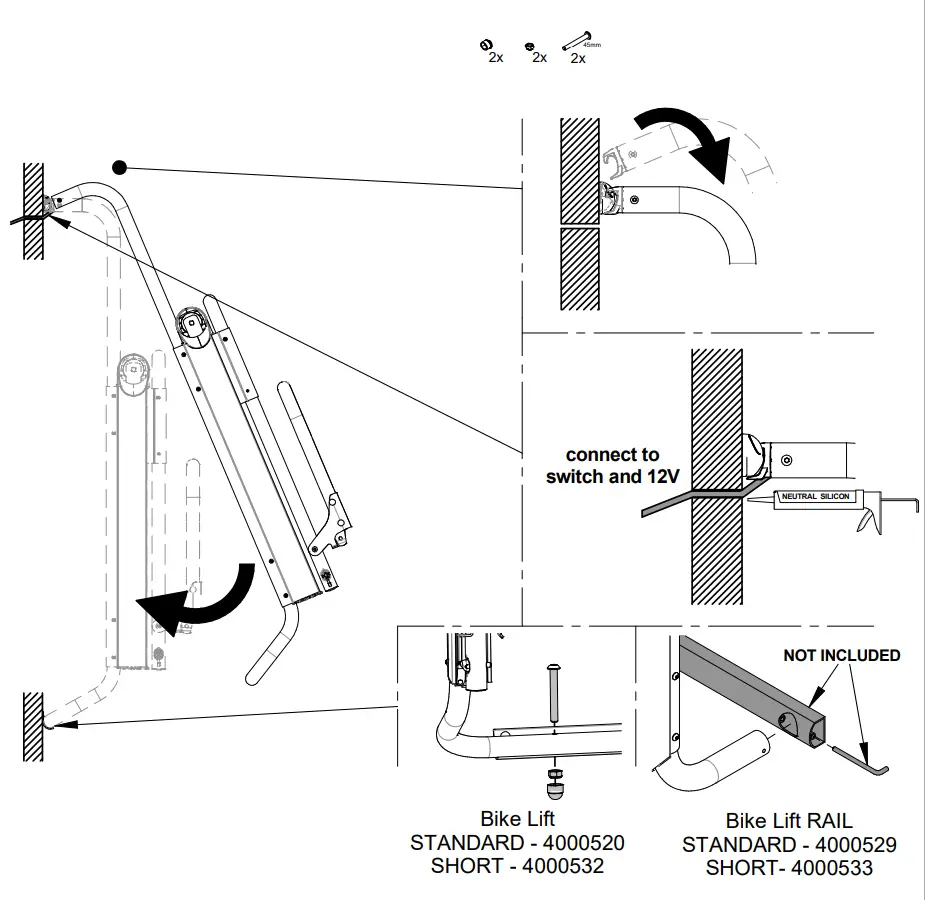 BR-SYSTEMS 4000520 Bike Lift 12V Motor Installation Instruction illustration