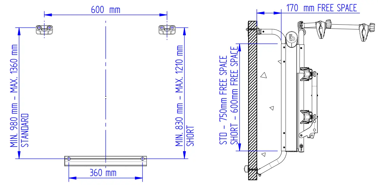 4000520 Bike Lift 12V Motor Dimension