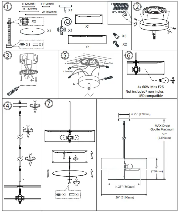 Dainolite 571-224P-AGB-BK Brass Transitional Drum Pendant Light 1