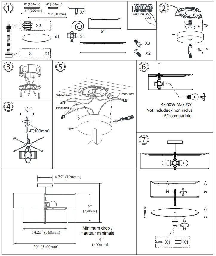 Dainolite 571-224P-AGB-BK Brass Transitional Drum Pendant Light 2