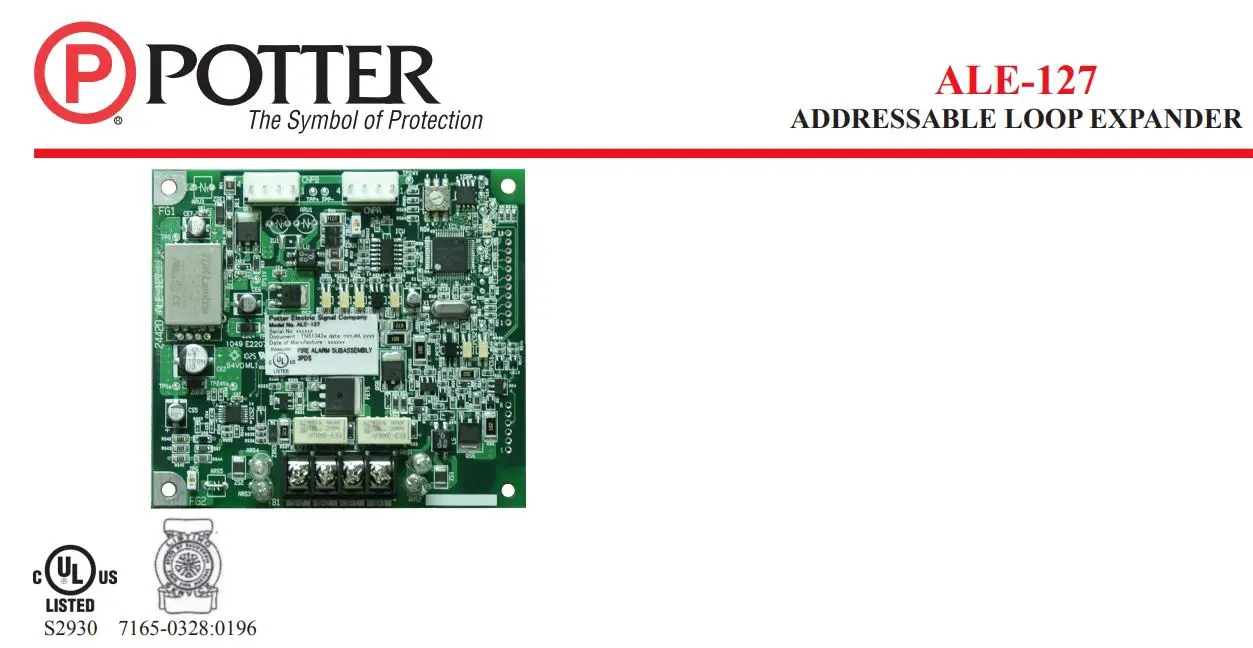 POTTER ALE-127 Addressable Loop Expander Owner's Manual