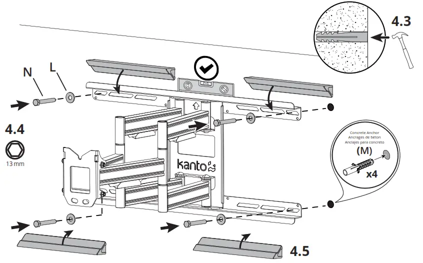 kanto PDX650SG Stainless Steel Outdoor Full Motion TV Mount - Plate Assembly 3