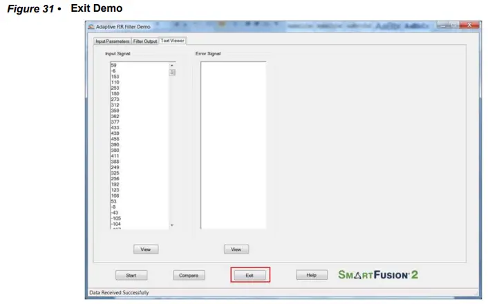 Microsemi DG0441 SmartFusion2 SoC FPGA Adaptive FIR Filter Libero - Exit Demo