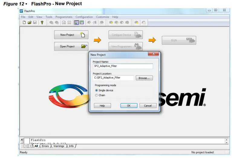 Microsemi DG0441 SmartFusion2 SoC FPGA Adaptive FIR Filter Libero - New Project