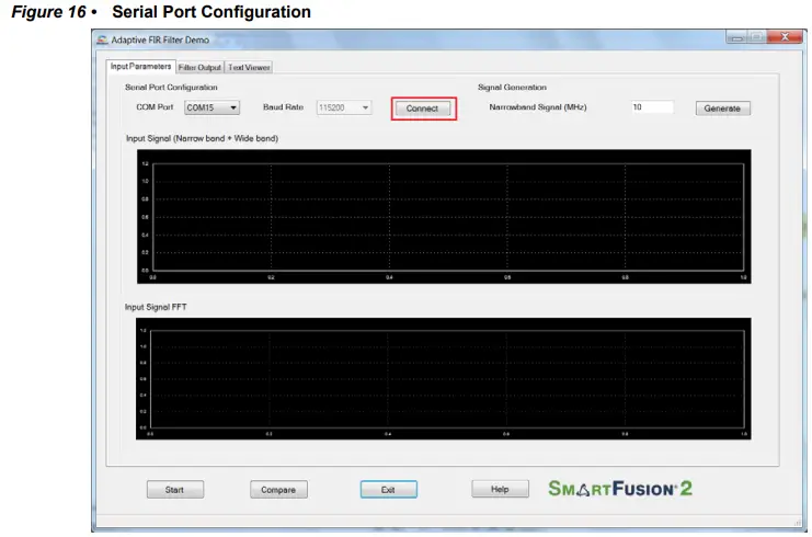 Microsemi DG0441 SmartFusion2 SoC FPGA Adaptive FIR Filter Libero - Serial Port Configuration