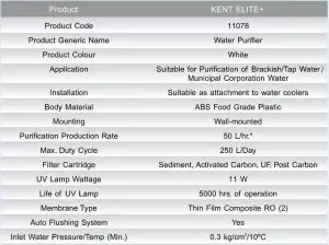 FIG 17 Technical Specifications