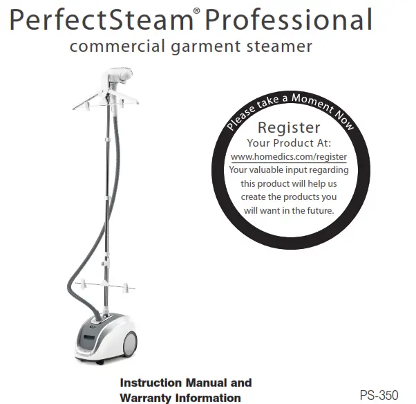 Homedics PS-350 HOME TOUCH Perfect Steam Professional Commercial Garment Steamer - erfectSteam Professional