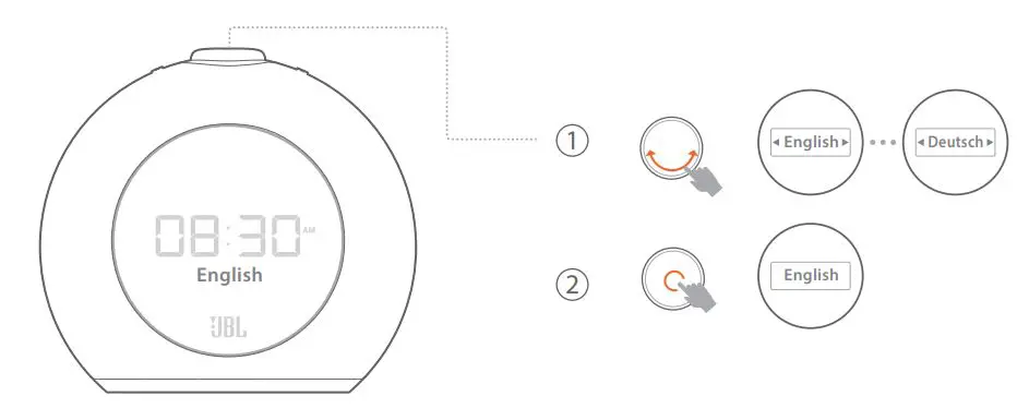 JBL HORIZON 2 DAB Bluetooth Clock Radio Speaker User Guide - LANGUAGE SETTING