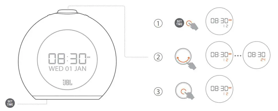 JBL HORIZON 2 DAB Bluetooth Clock Radio Speaker User Guide - TIME SETTING