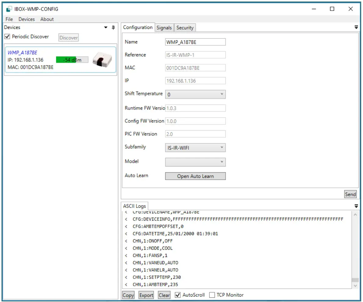 Intesis WiFi Series Air Conditioning - Device name changes into blue when a correct connection is stablished