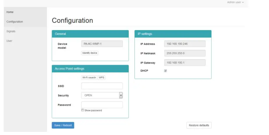 Intesis WiFi Series Air Conditioning - Once logged as admin, go to section Configuration.