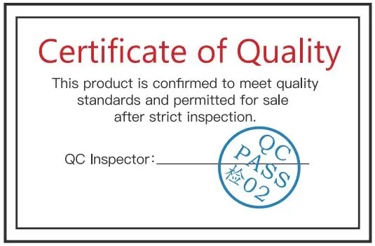 ACCSOON CineEye II Wireless Video Transmitter User Manual - Certificate of Quality