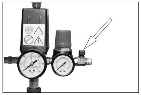 Turn the outlet valve handle