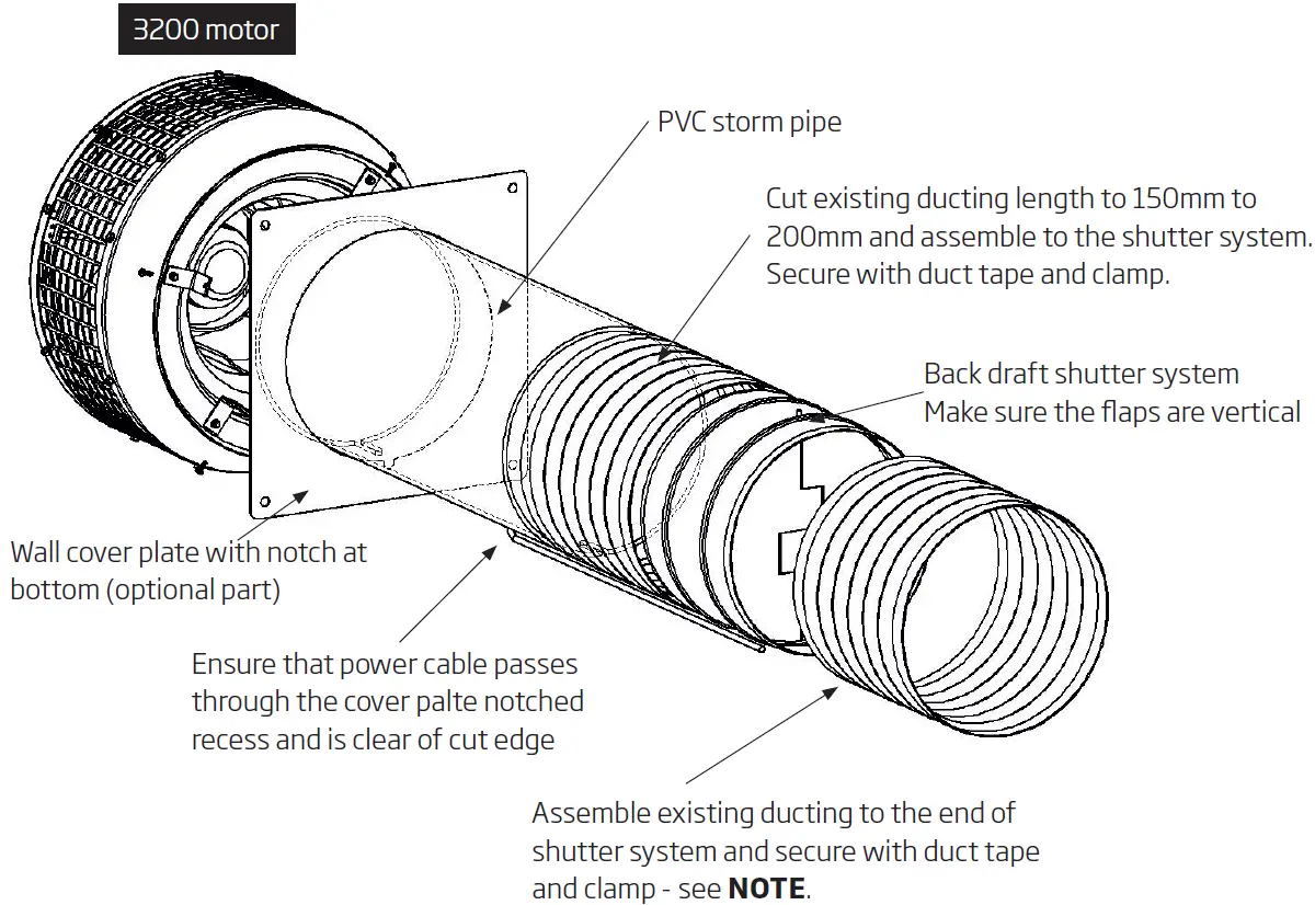 Optional Back Draft Shutter Installation Through Wall 01
