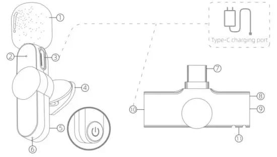 Hongkong Vimai Technology EP033-TYPE C Wireless Microphone - Diagram