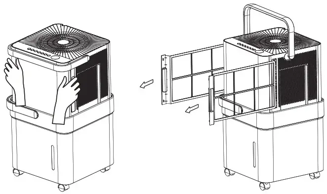Midea MAD50PS1QGRC 50 Pint Cube Dehumidifier - Clean the air filter