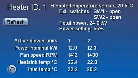 CLAUDGEN RAC10HL Large Commercial Air Curtains - heater status 1