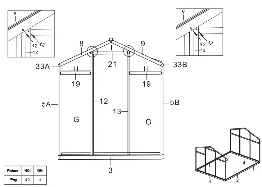 VEIKOUS PG0101 Aluminium Greenhouse fig23