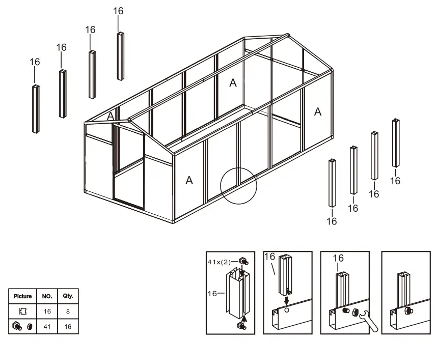 VEIKOUS PG0101 Aluminium Greenhouse fig30