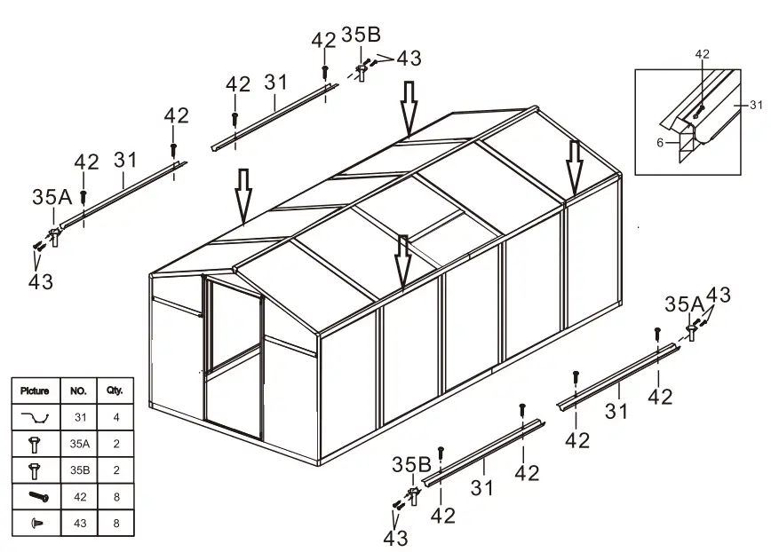 VEIKOUS PG0101 Aluminium Greenhouse fig35